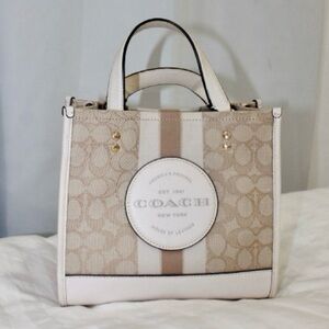 Coach Signature Beige and White Tote